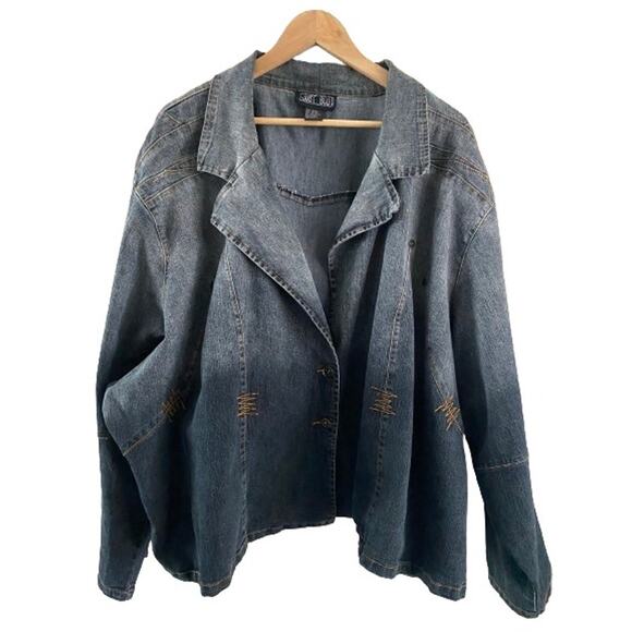 Just Blu Jeans Ombré Unique Detailed Denim Jacket Blazer Sz 32W - Picture 1 of 10